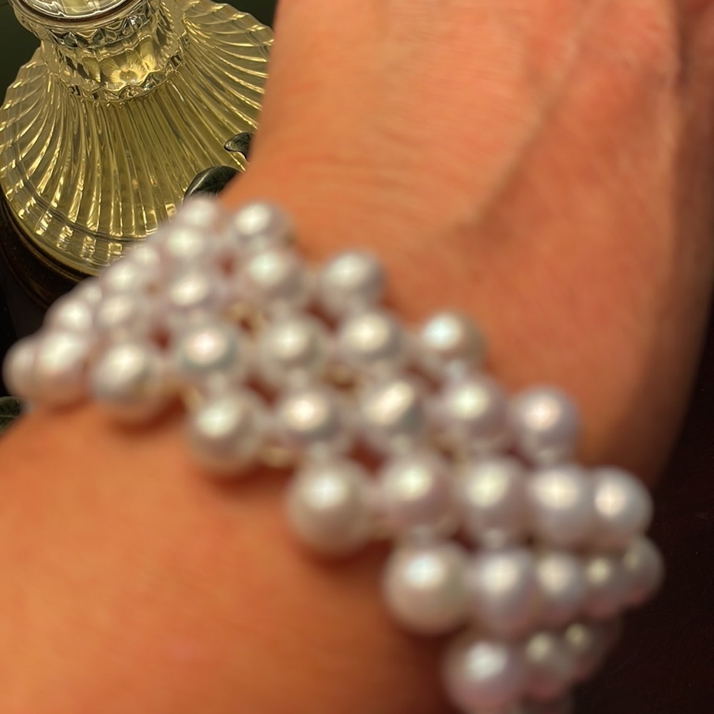 Real pearl large stretch bracelet - Picture 2 of 2